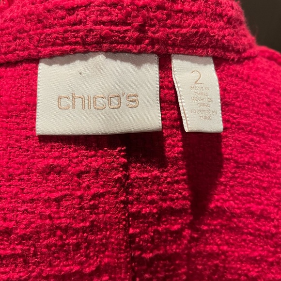 Chico’s Tweed Red Blazer w/Gold Buttons Size 2 (14-16) Excellent Condition $30 - Picture 6 of 7